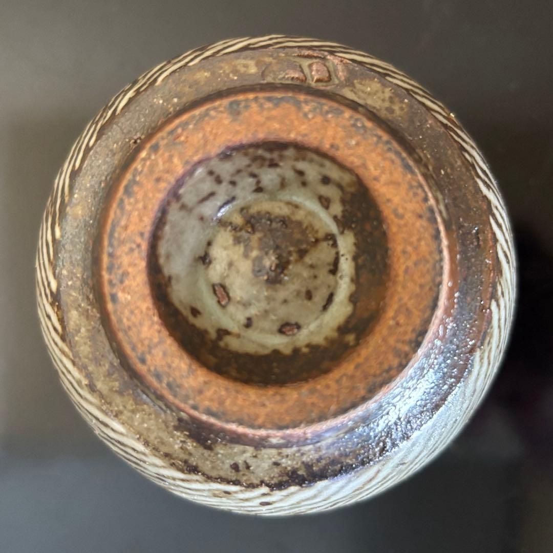 人間国宝 島岡達三 益子焼 象嵌湯呑 共箱 陶歴付 茶器 湯呑み 1客