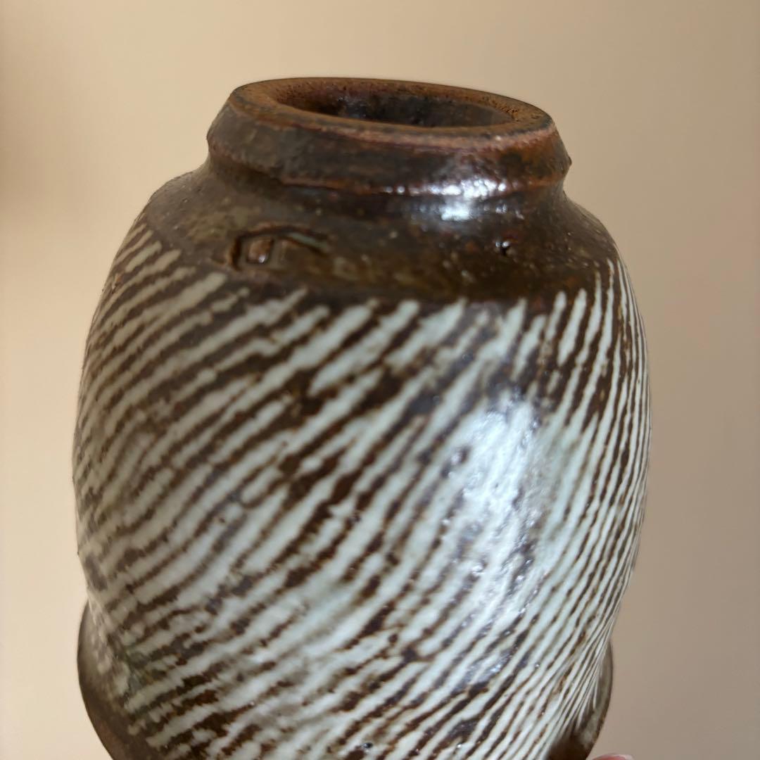 人間国宝 島岡達三 益子焼 象嵌湯呑 共箱 陶歴付 茶器 湯呑み 1客