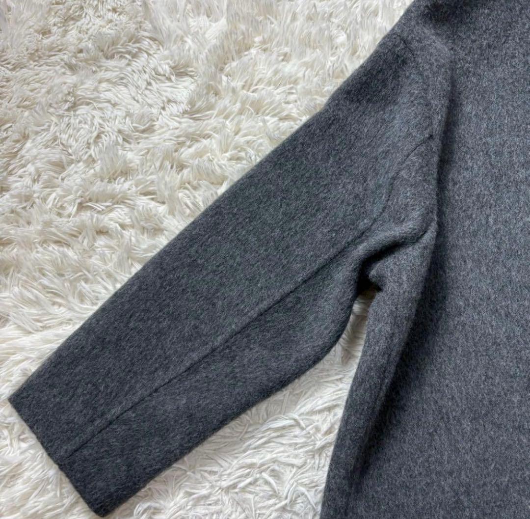 【美品】エンフォルド ウールリバーコート チェスターコクーン グレー×緑　36