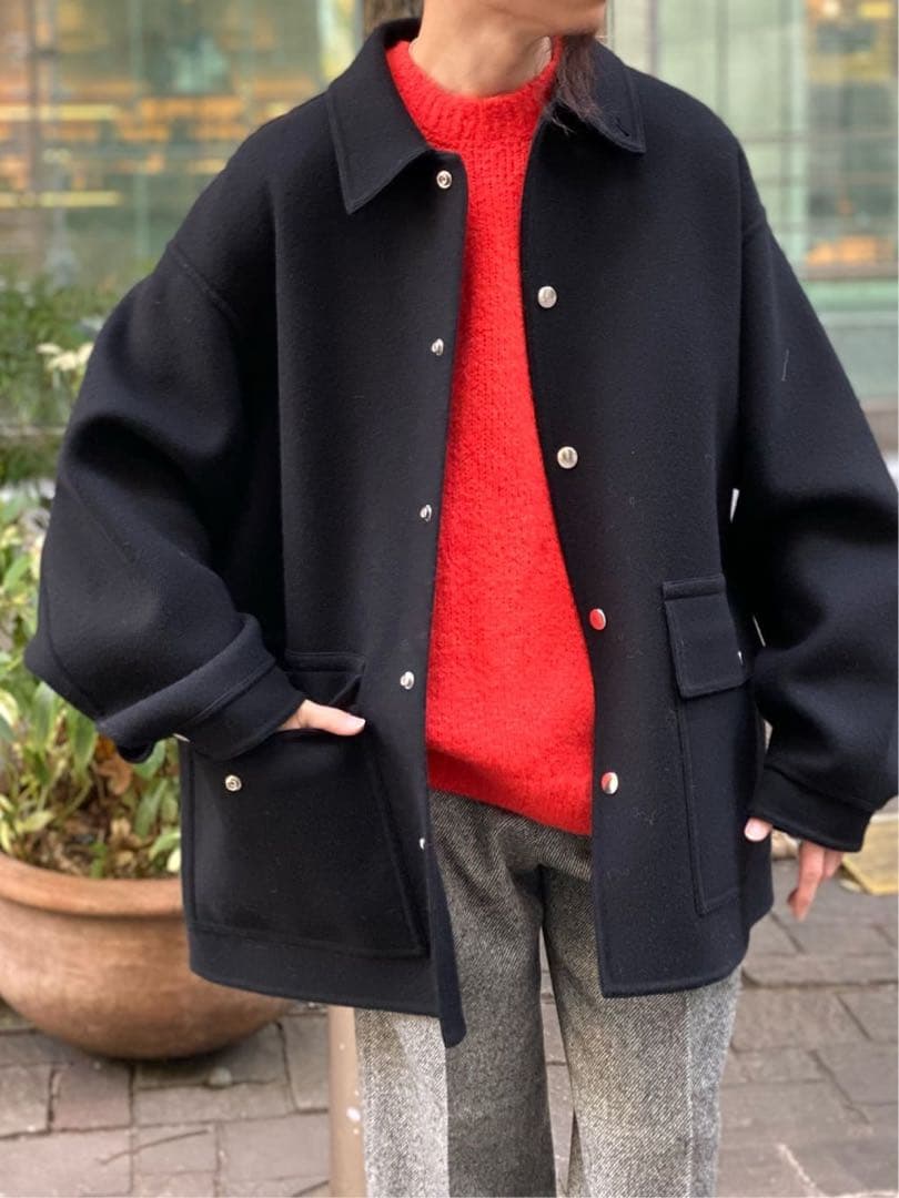 H BEAUTY&YOUTH ＜H＞ウールカシミヤ メルトンカバーオール