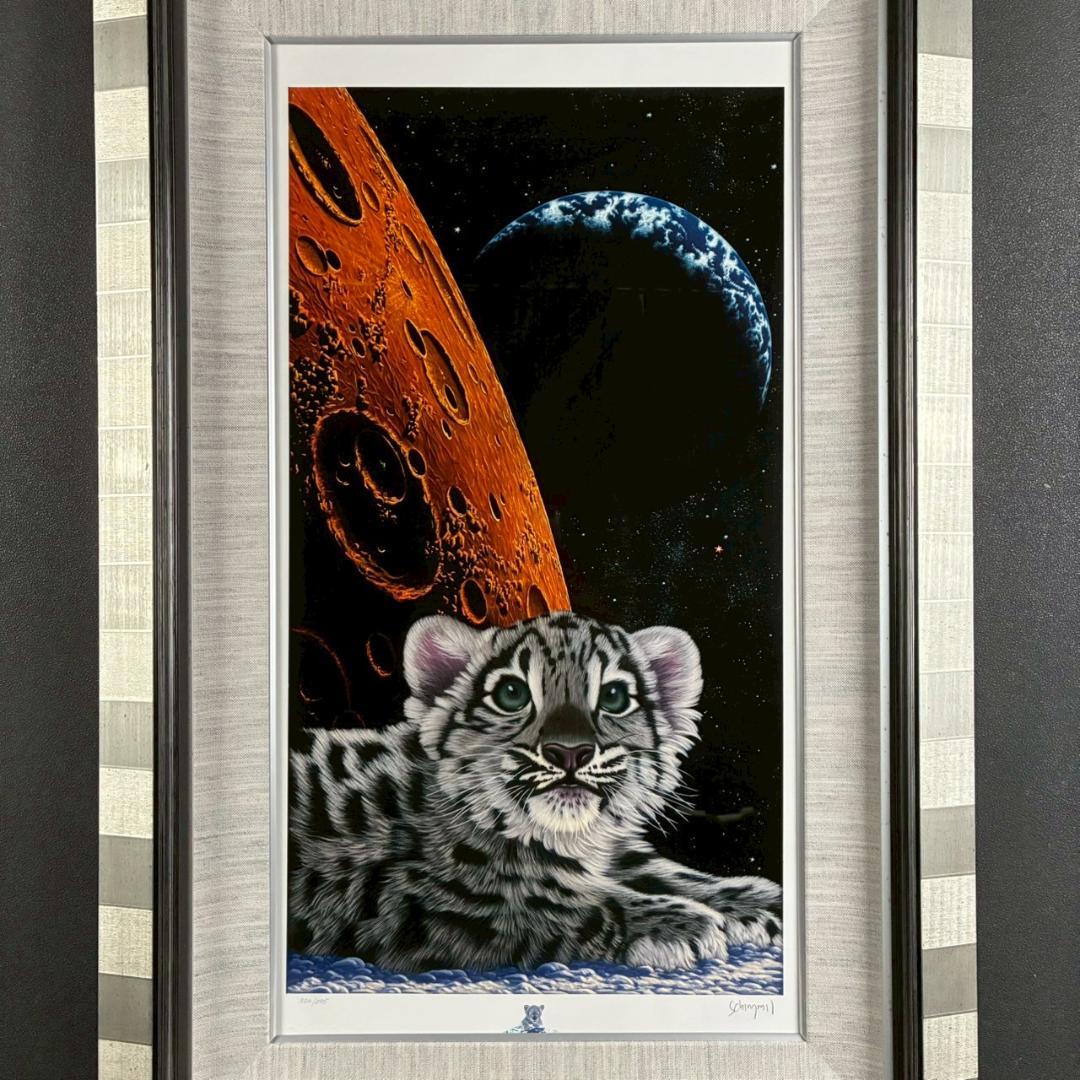 シム・シメール「レパードムーン」ジークレー 大作 直筆サイン入 お洒落な額装