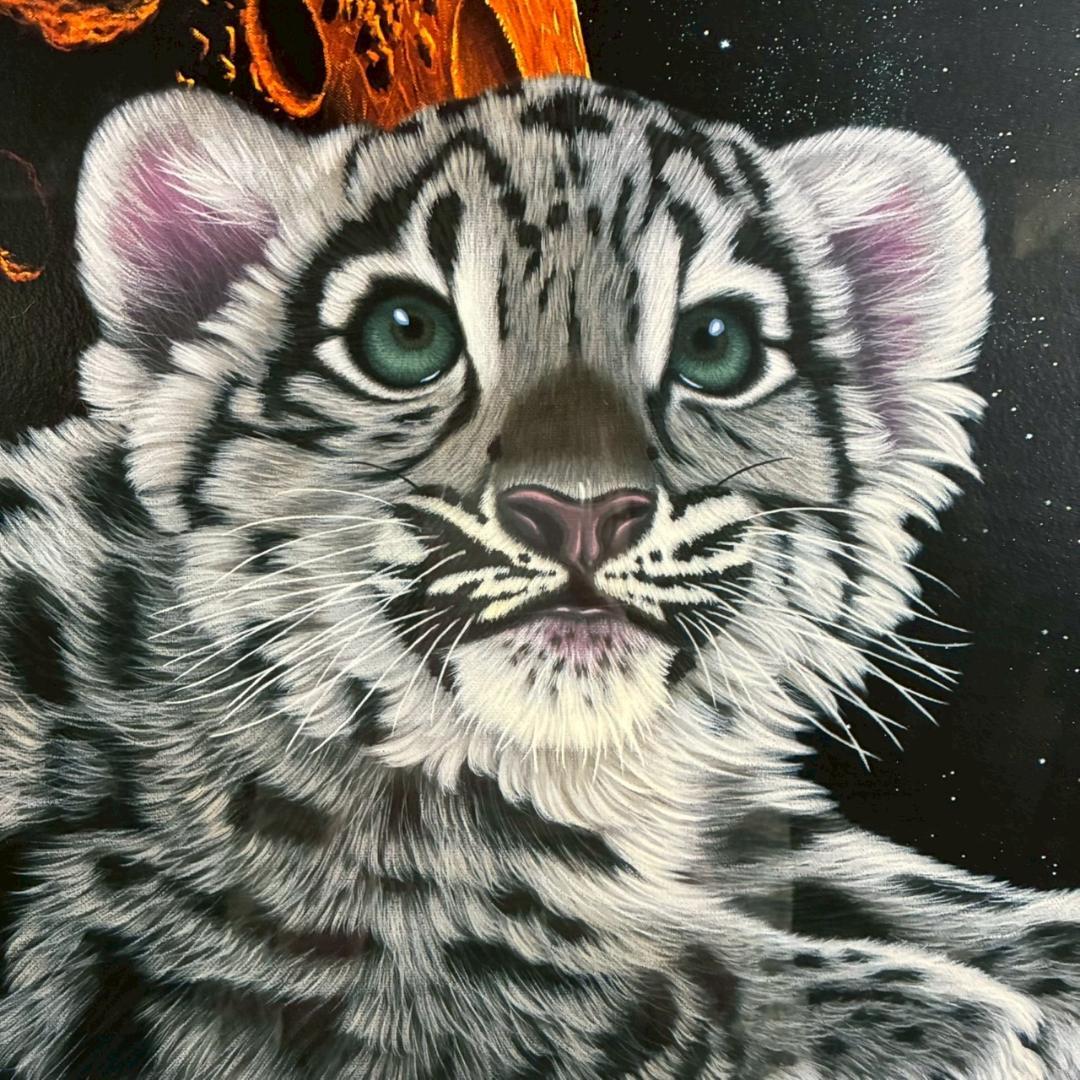 シム・シメール「レパードムーン」ジークレー 大作 直筆サイン入 お洒落な額装