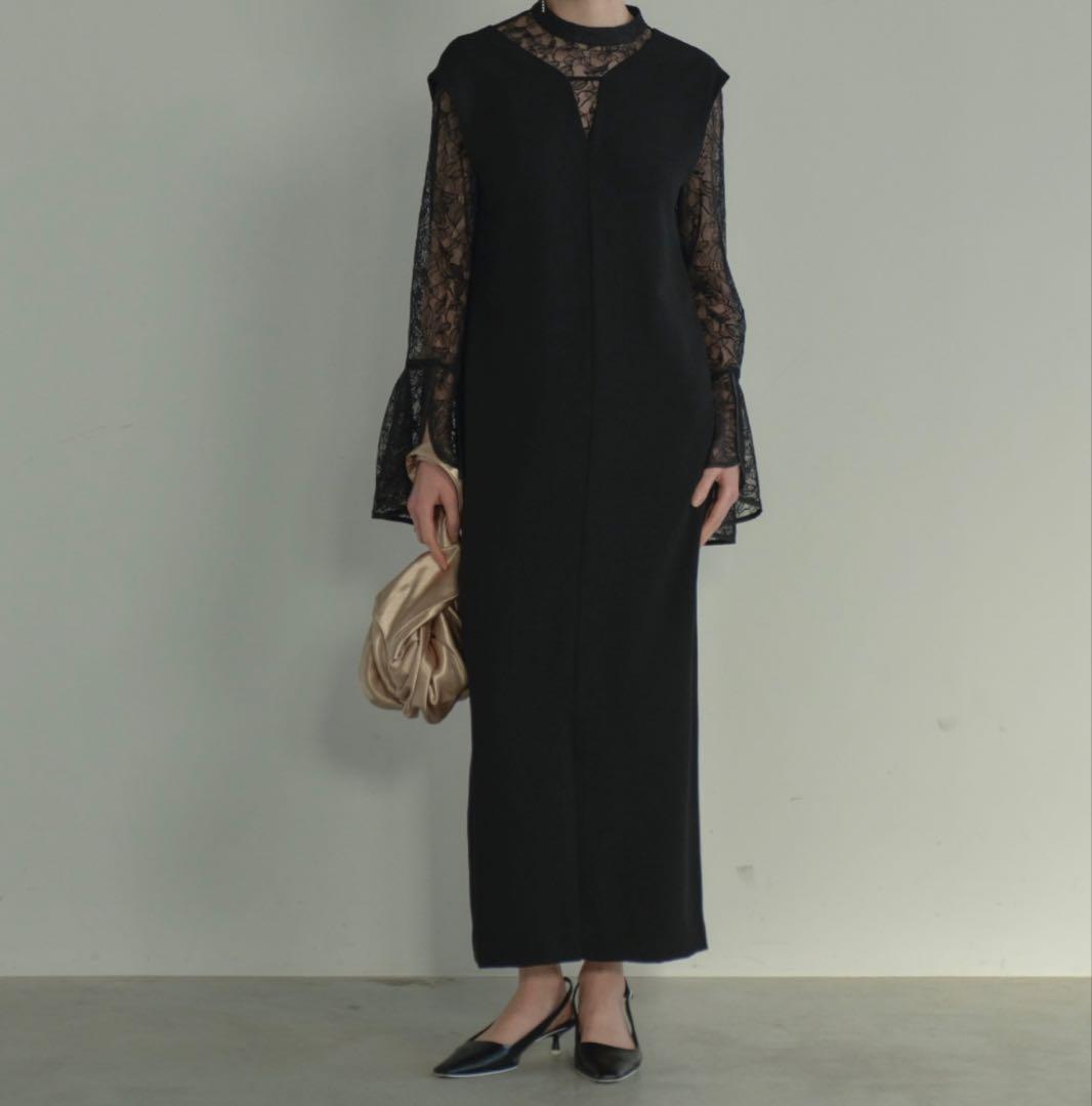 お正月限定価格‼️ANDRESD 【新品未使用】ベルスリーブスリットドレス M