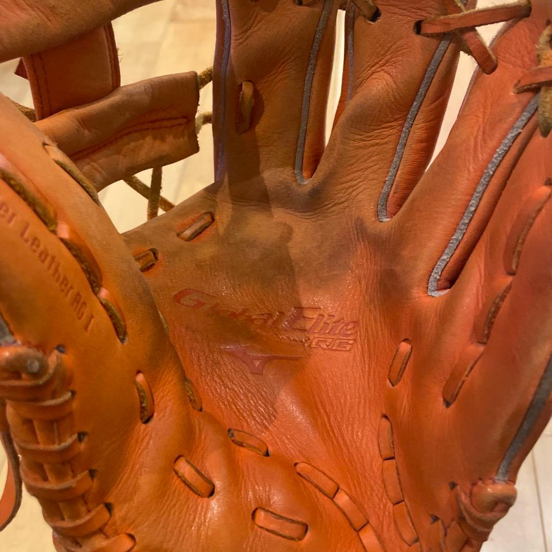 Mizuno グラブ オレンジ レザー軟式（坂本勇人型）