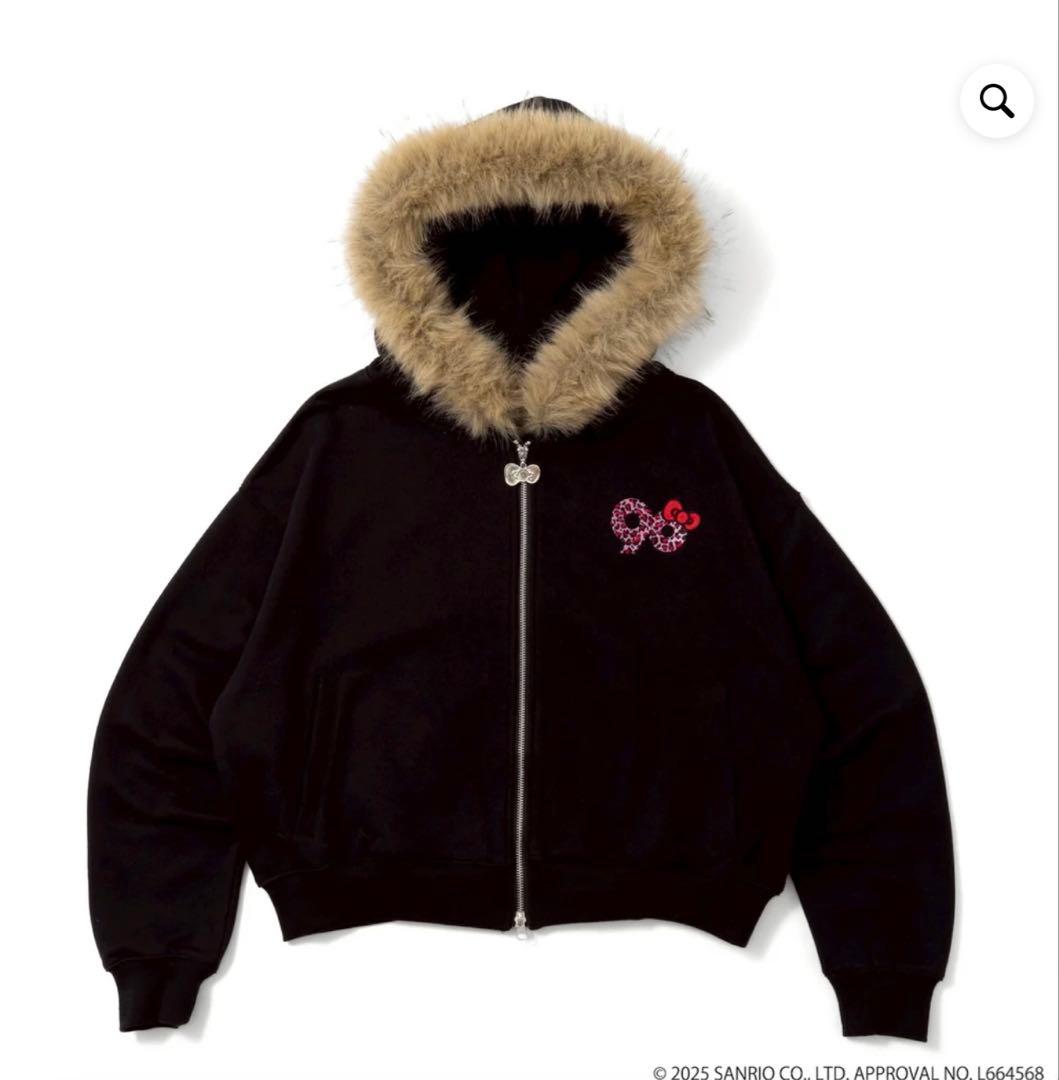 トップス 9090xHELLO KITTY Logo Fur Zip Hoodie M