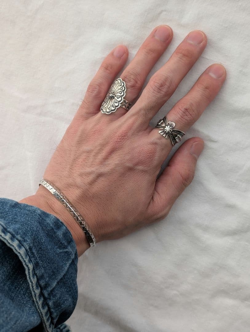 【Navajo】Elaine Taheタヘ細身バングル シルバー925 ナバホ族