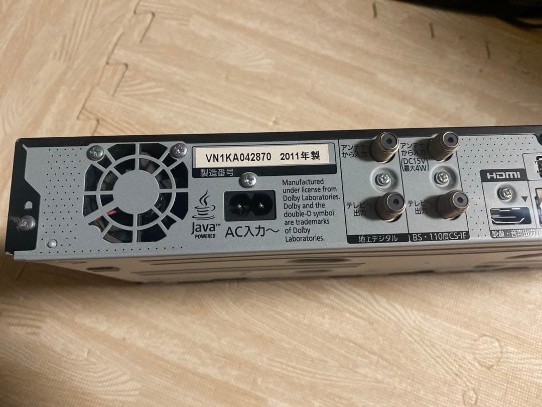 2011年製　Panasonic ブルーレイレコーダー