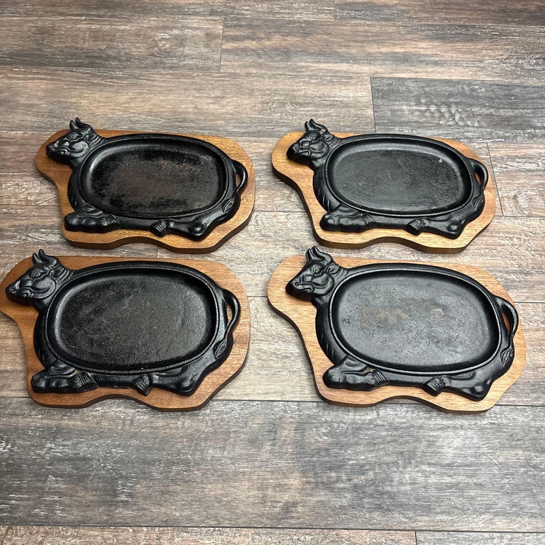 ステーキ皿　1人用鉄板　牛　4セット