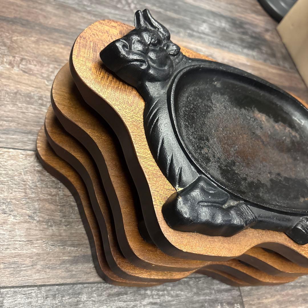 ステーキ皿　1人用鉄板　牛　4セット