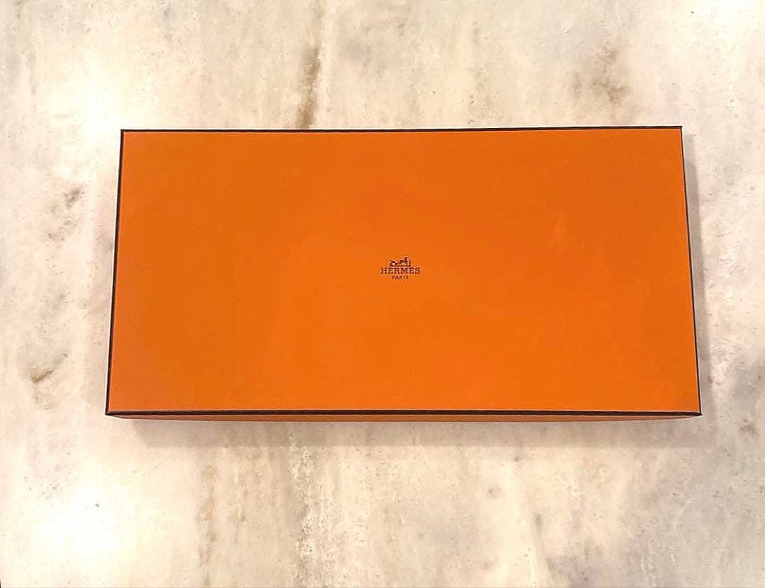 HERMES カシミヤ マフラー ネイビー/レッド