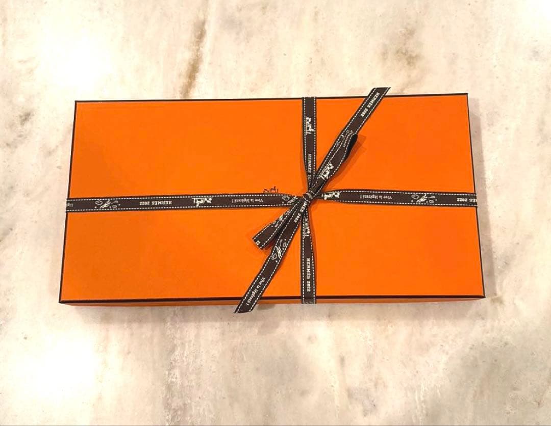 HERMES カシミヤ マフラー ネイビー/レッド