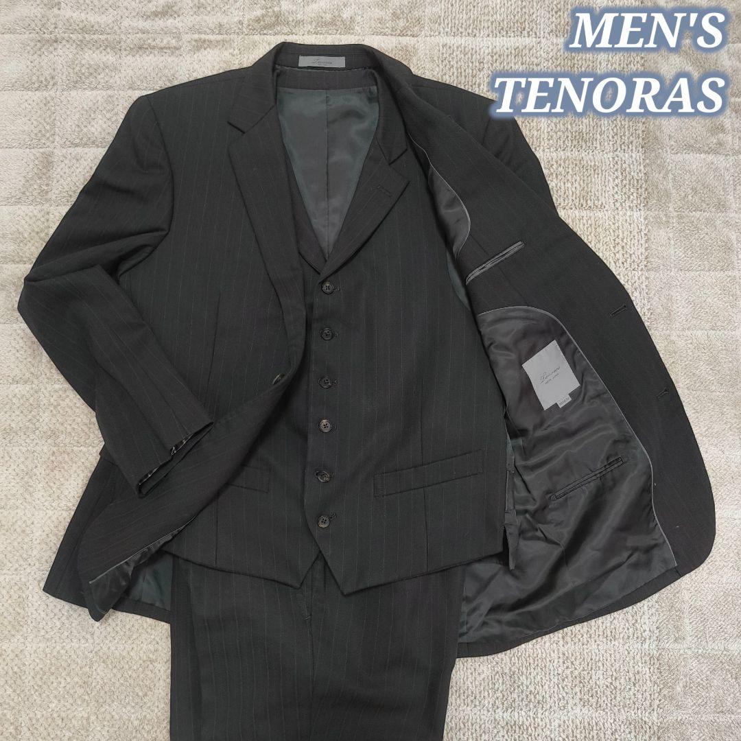 MEN'S TENORAS 3ピーススーツ グレー ストライプ サイズM