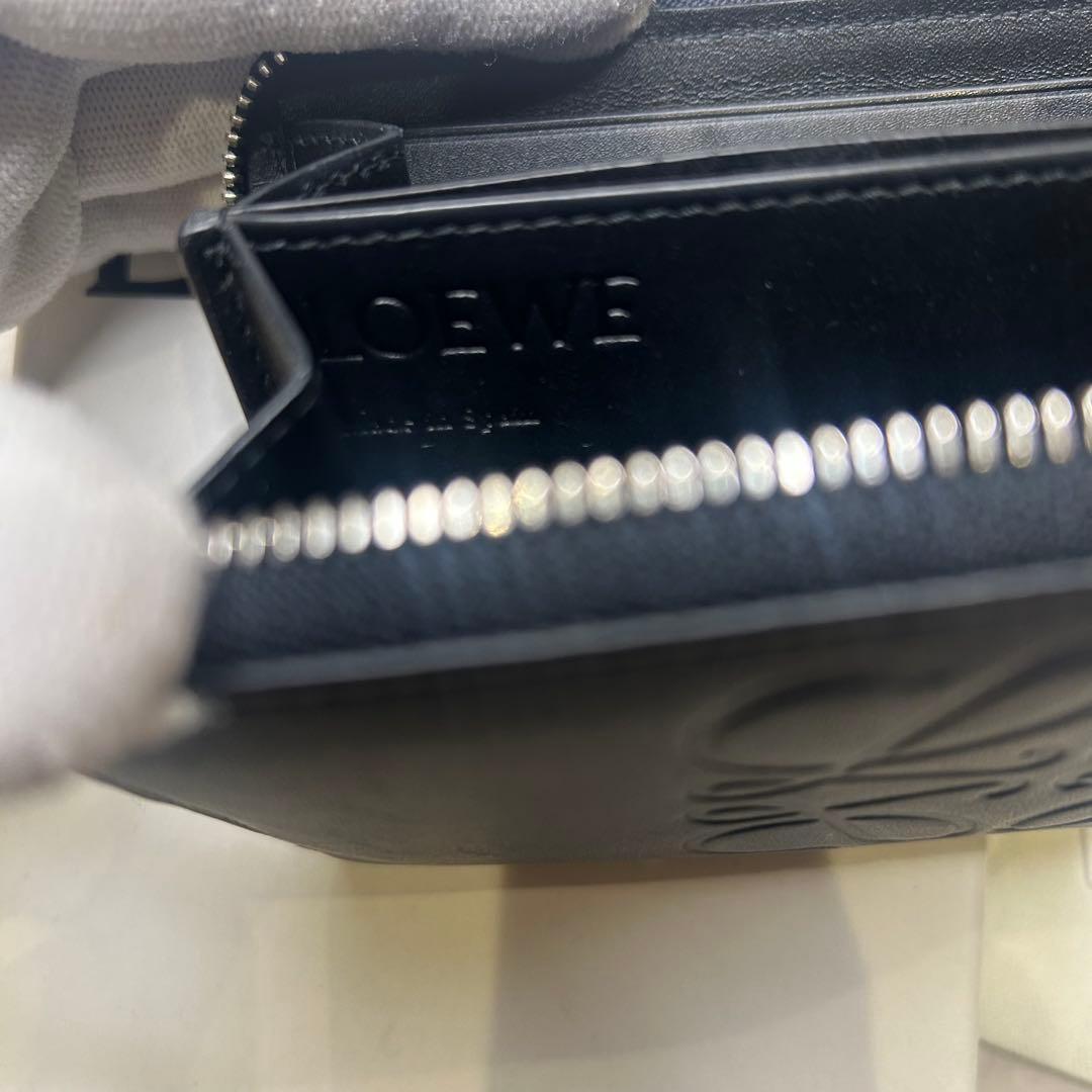 新品同様☆大人気 ロエベ アナグラム ネイビー レザー 財布 男女兼用