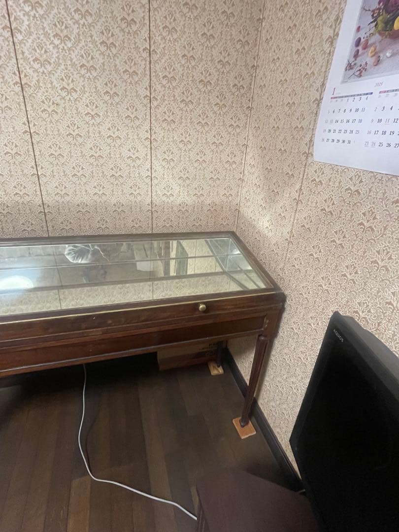 SALE アンティーク　木製ガラスケース