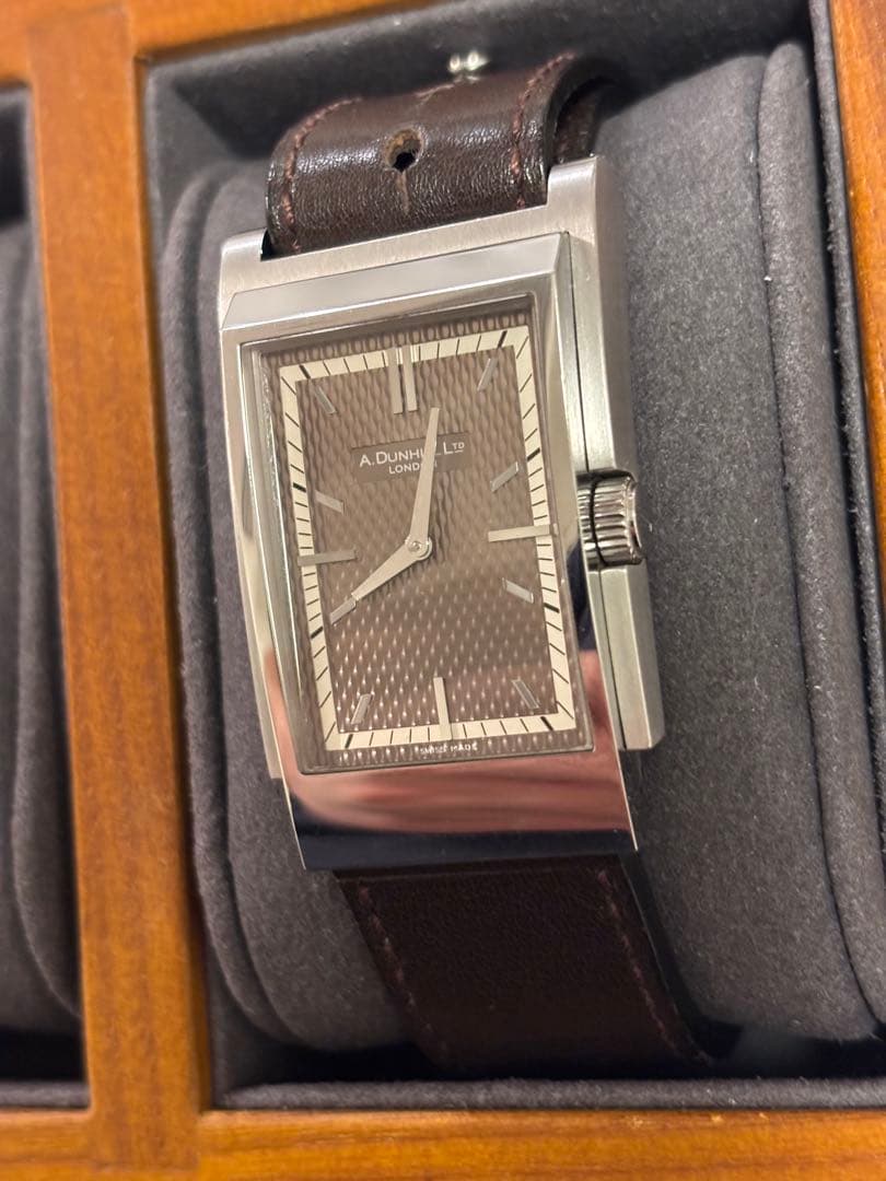 ダンヒル　ドライビングウオッチ　ウェイファー8035 ダークブラウン純正ベルト