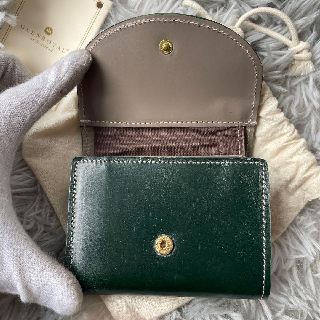 【未使用近い】グレンロイヤル 三つ折り財布 ブライドルレザー グリーン