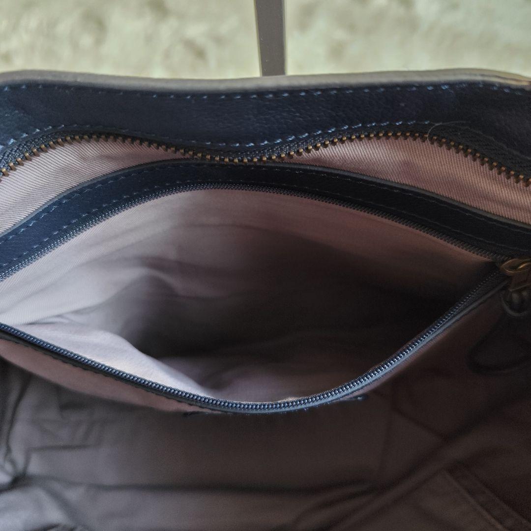 マザーハウス 本革 レザートートバッグ ネイビー A4収納可 肩掛け