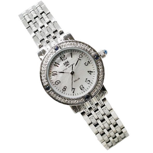 新品 ロイヤルモントレス ソーラー　サファイヤ4石　レディース 腕時計 シルバー