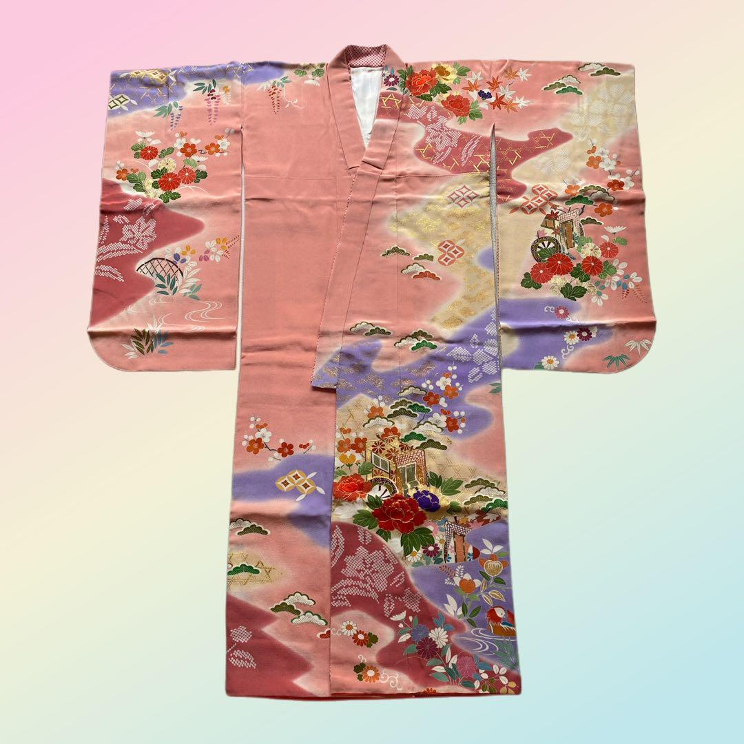 【★豪華刺繍★】七五三セット　七歳　振袖　ハーフ成人式　着物　襦袢　高島屋　正絹