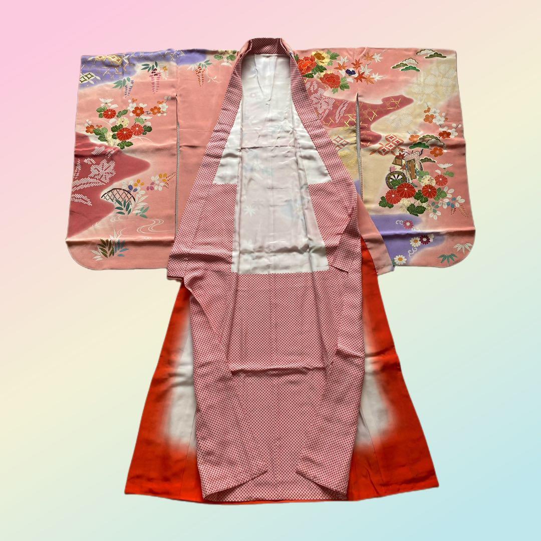 【★豪華刺繍★】七五三セット　七歳　振袖　ハーフ成人式　着物　襦袢　高島屋　正絹