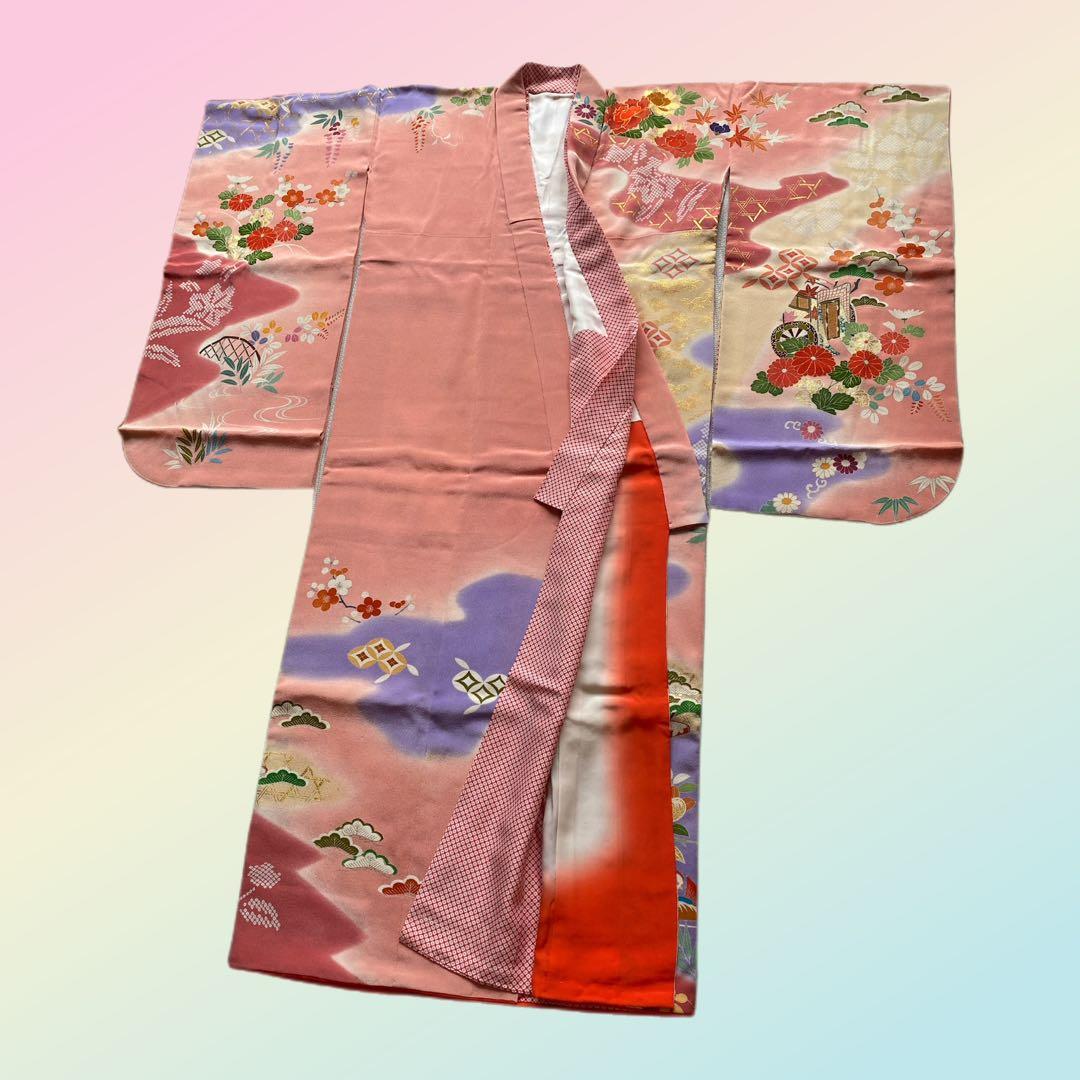 【★豪華刺繍★】七五三セット　七歳　振袖　ハーフ成人式　着物　襦袢　高島屋　正絹