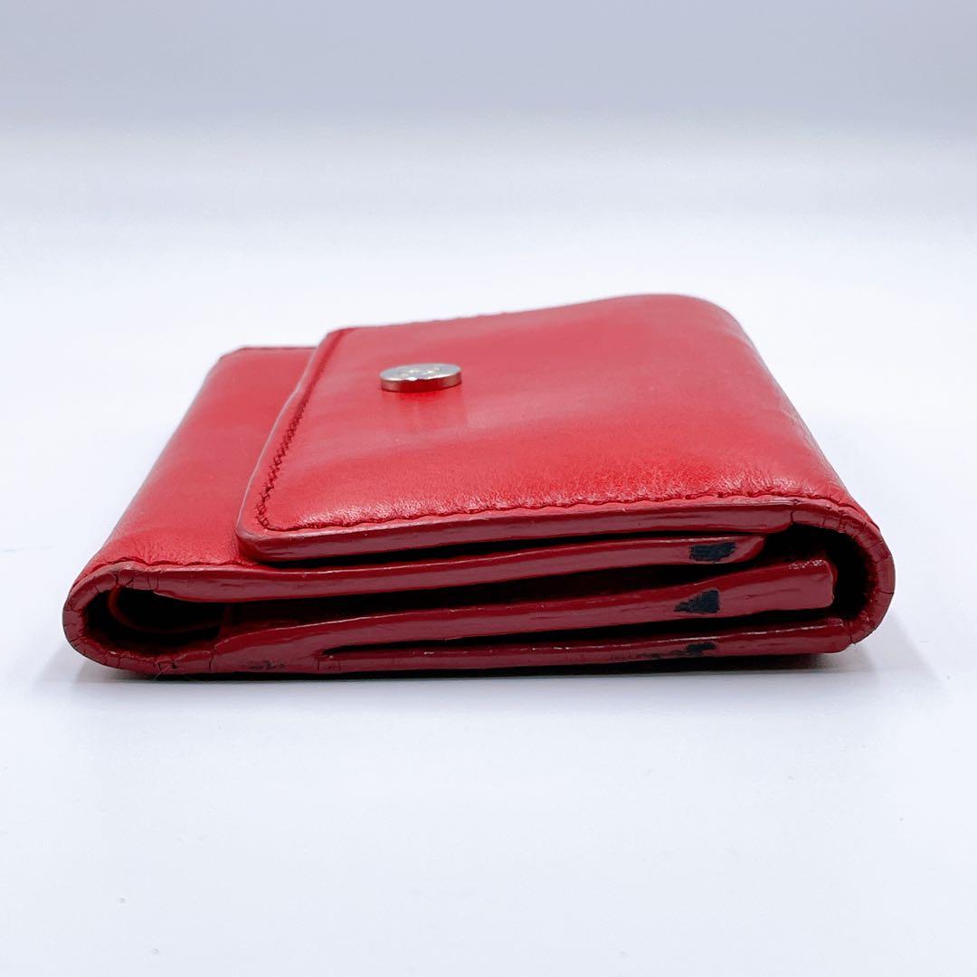 セリーヌ マカダム レザー 三つ折り 財布 ウォレット　レッド　トリオンフ