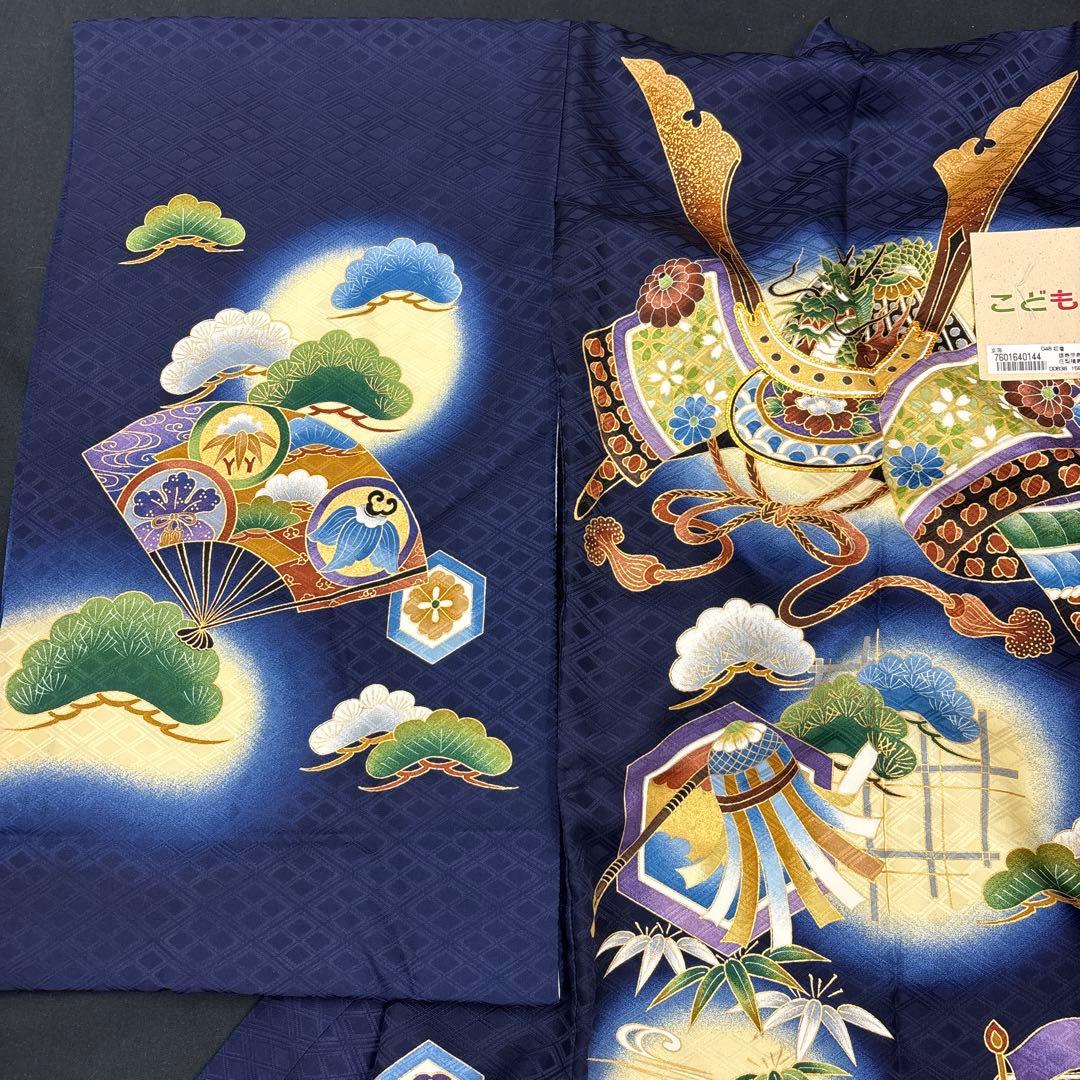 新品「高級品」男子正絹産着祝着京友禅大将龍兜☆特選豪華刺繍入り祝い宝船文ぼかし染