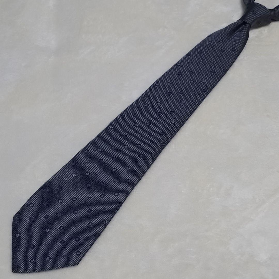 極美品■CHANEL　ネクタイ　小紋柄　ココマーク　ブルーグレー　イタリー製