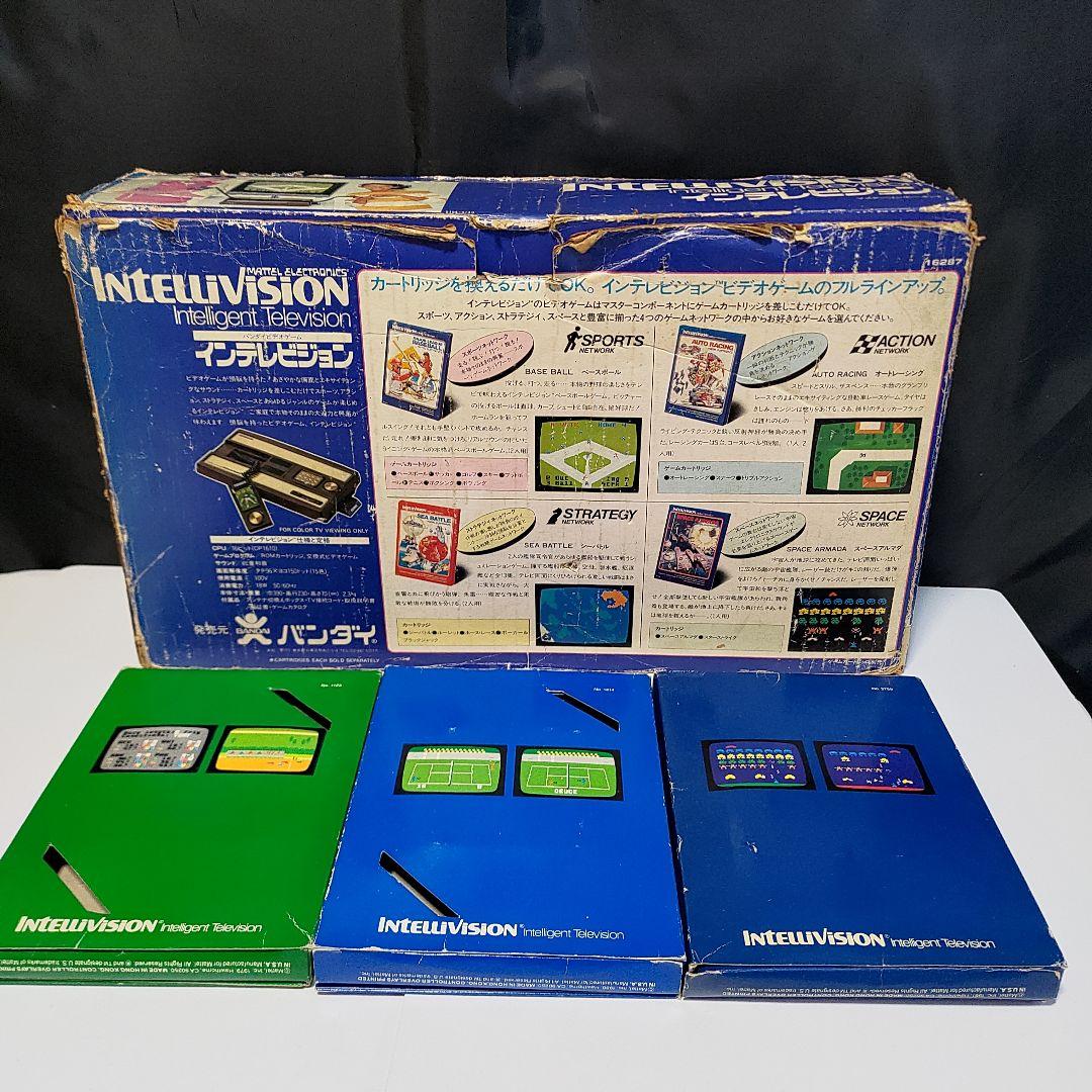 ★箱説付き★バンダイ国内版インテレビジョン本体&ソフト3本つき　中古動作品現状渡