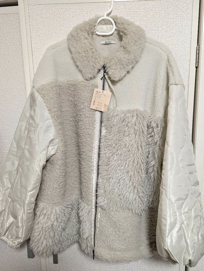 【タグ付き】niko and ... パッチワークボアブルゾン アイボリー