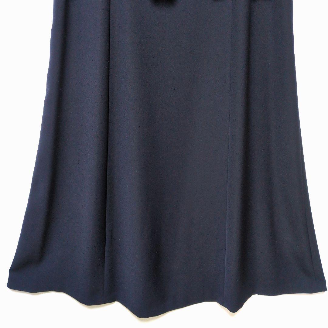 未使用 23区 レースコンビ ドレス リボン ロングワンピース ネイビー 紺