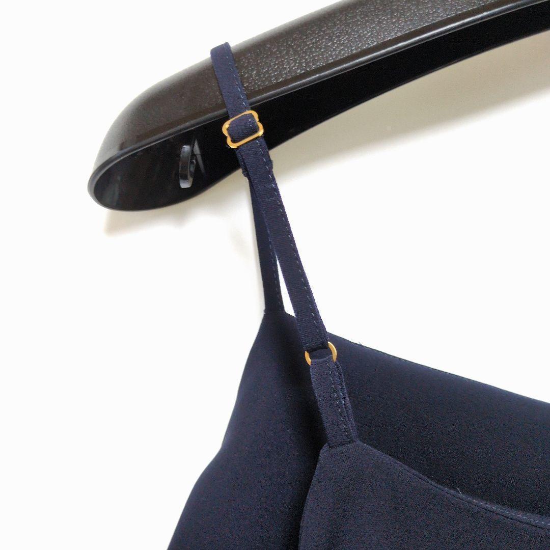 未使用 23区 レースコンビ ドレス リボン ロングワンピース ネイビー 紺