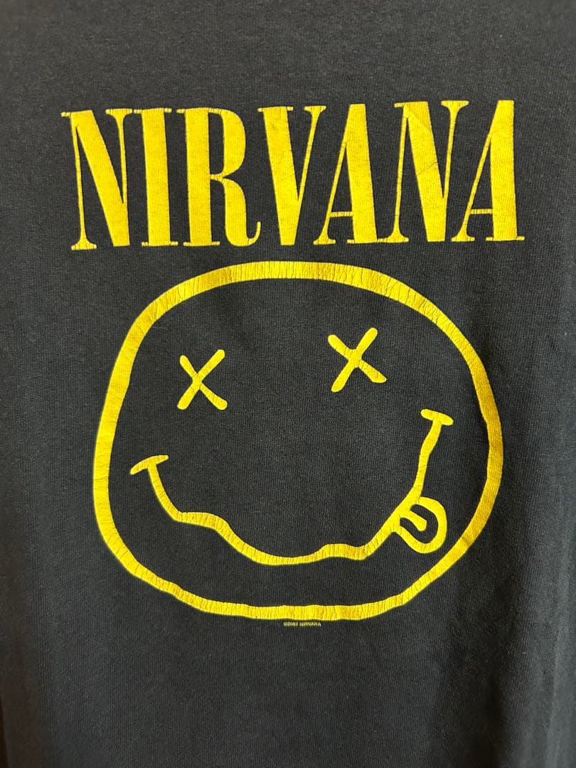 NIRVANA スマイリーフェイス Tシャツ Mサイズ ブラック　アンビル