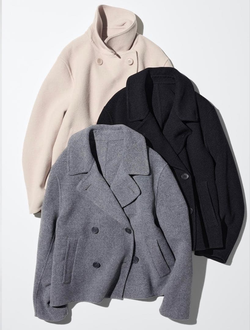 ネイビー ダブルフェイスショートコートリラックスフィット ネイビー Mサイズ