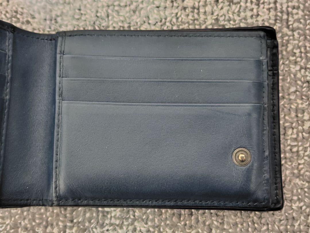 BOTTEGA VENETA 二つ折り財布 ネイビー イントレチャート 箱、袋