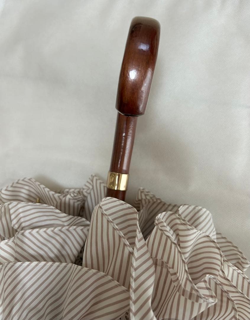 ポロラルフローレン　Ralph Laurenフリル　ストライプ　晴雨兼用　日傘