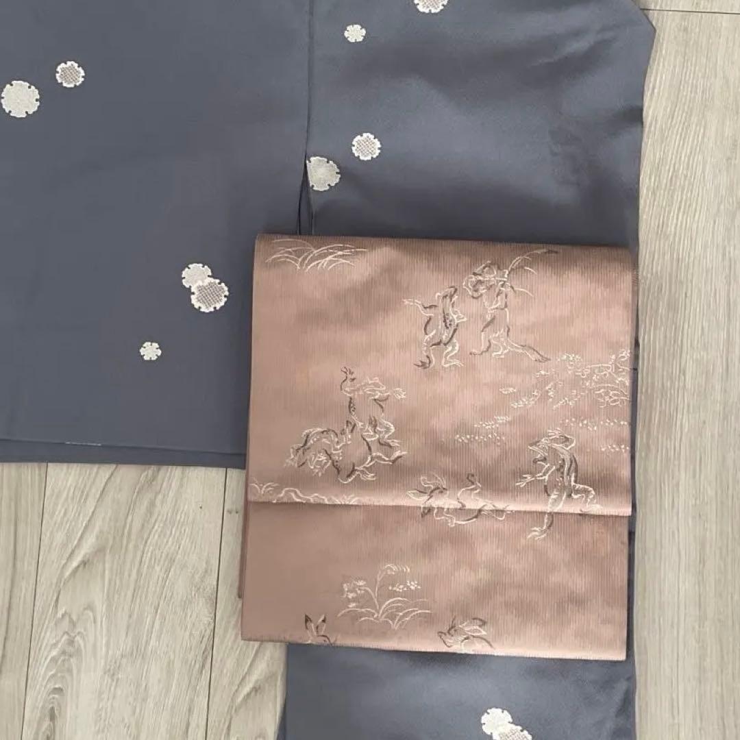 箔屋清兵衛　袋帯　高山寺　鳥獣戯画 証紙あり