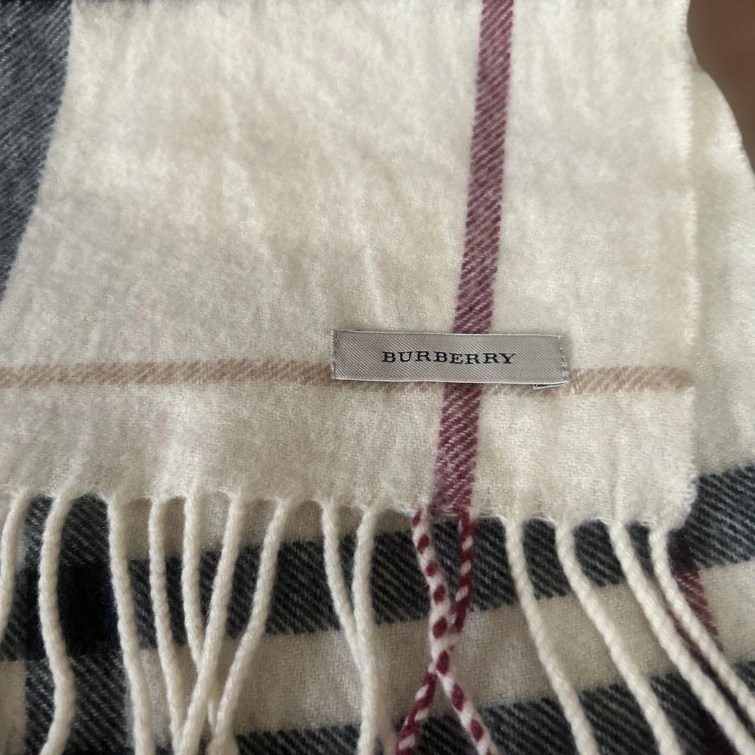 BURBERRY バーバリーチェック　マフラーカシミア　フリンジあり