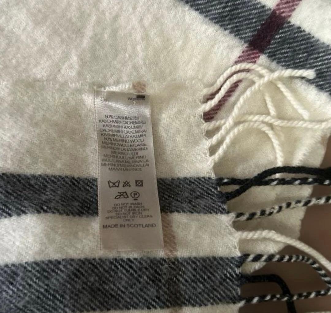 BURBERRY バーバリーチェック　マフラーカシミア　フリンジあり