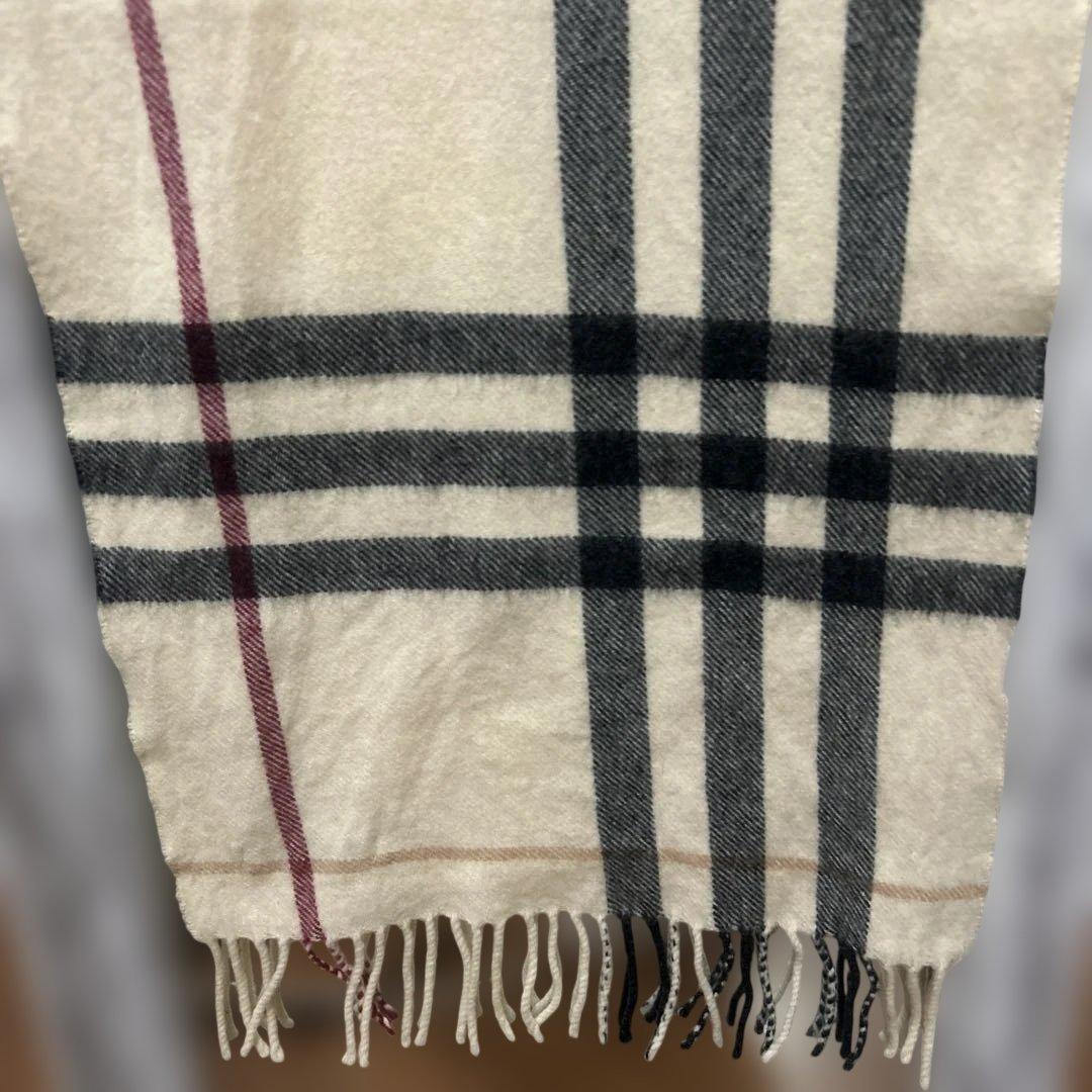 BURBERRY バーバリーチェック　マフラーカシミア　フリンジあり