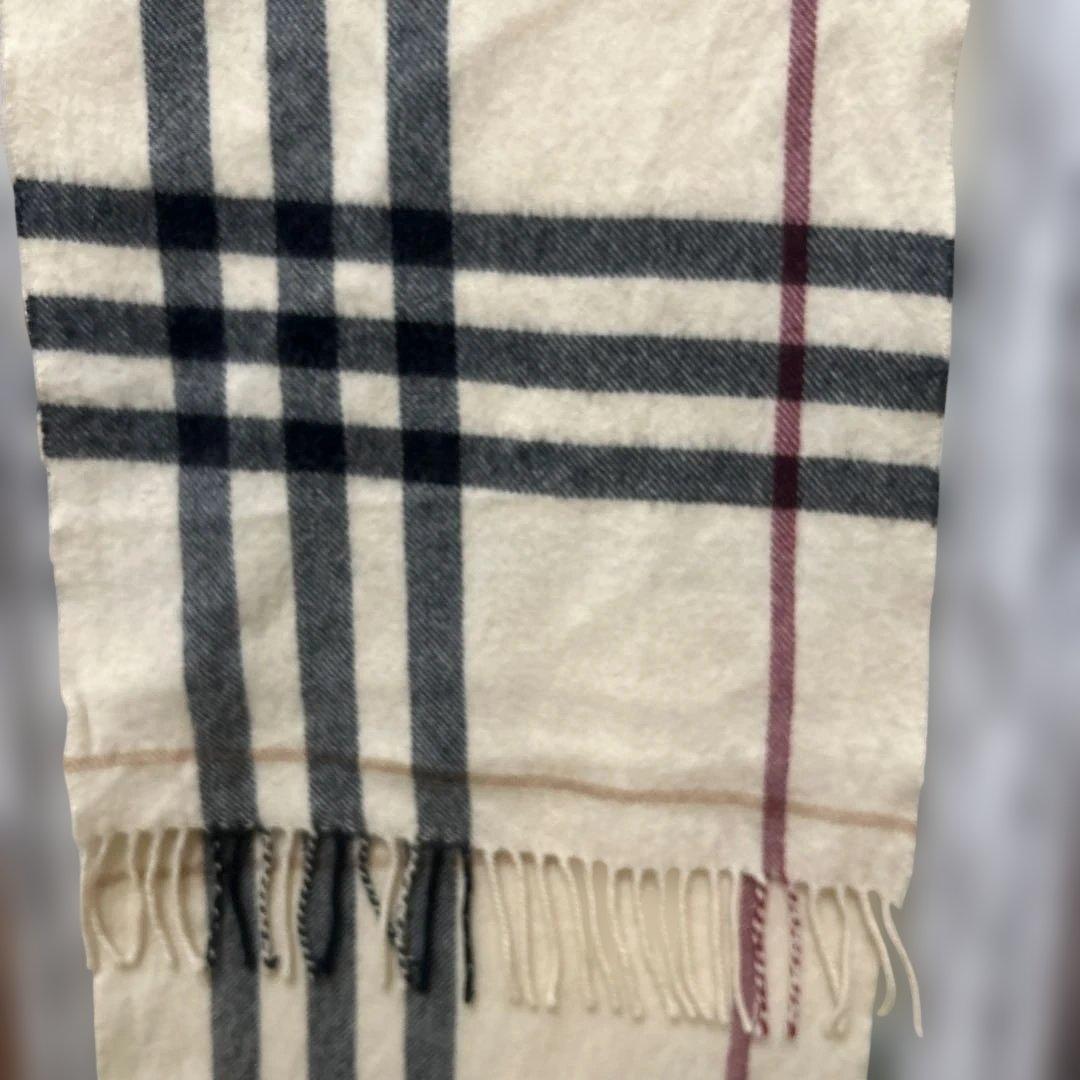 BURBERRY バーバリーチェック　マフラーカシミア　フリンジあり