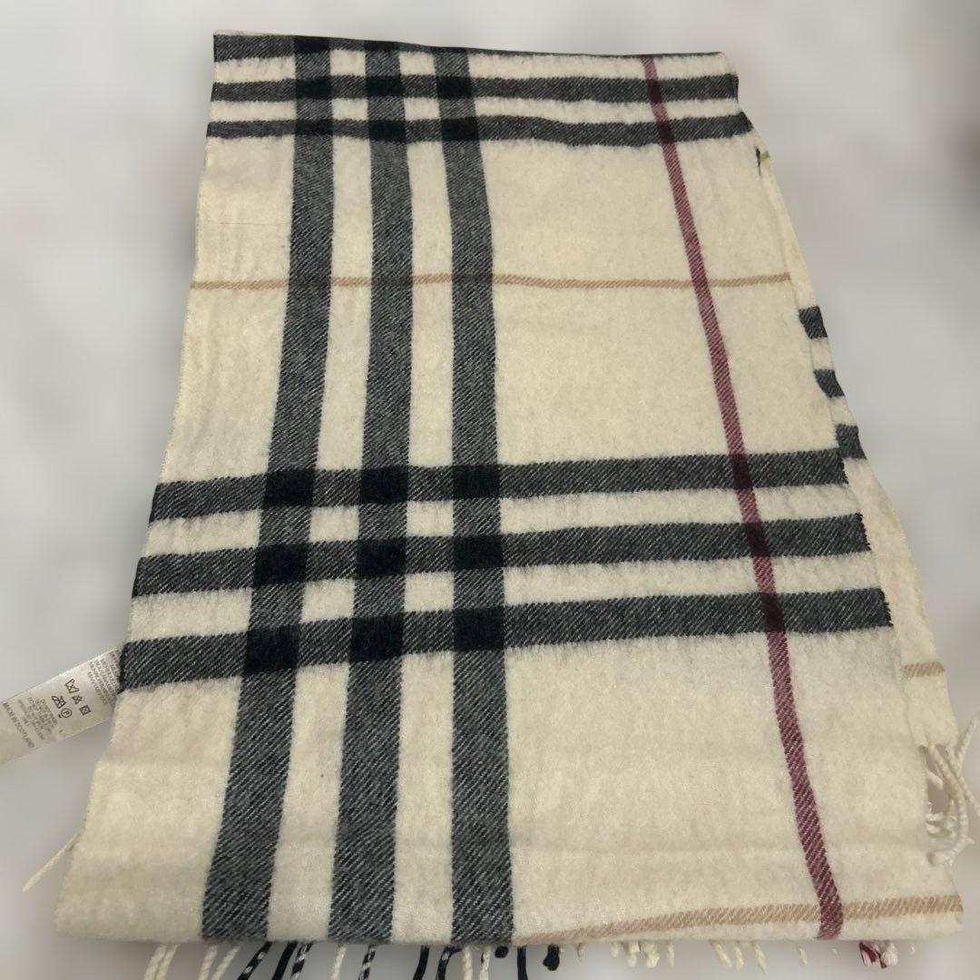 BURBERRY バーバリーチェック　マフラーカシミア　フリンジあり