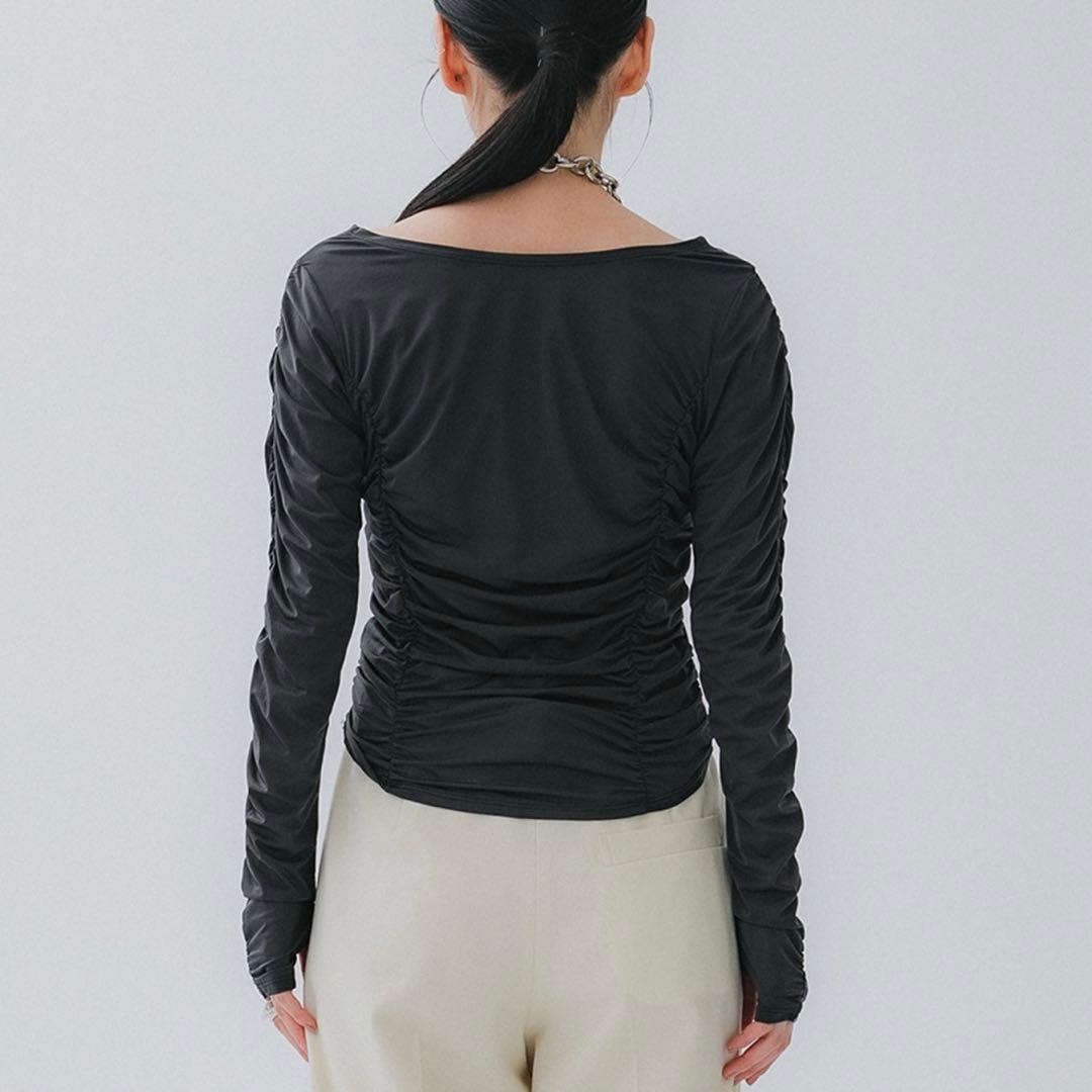 STUDIOUS 洗える✨ギャザースキントップ　長袖Tシャツ　シアーシャツ