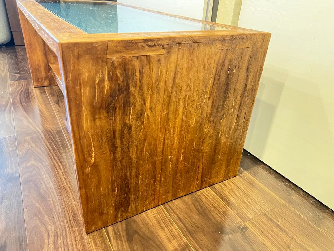 【KAJA】古材アジアンローテーブル【ライトブラウン】