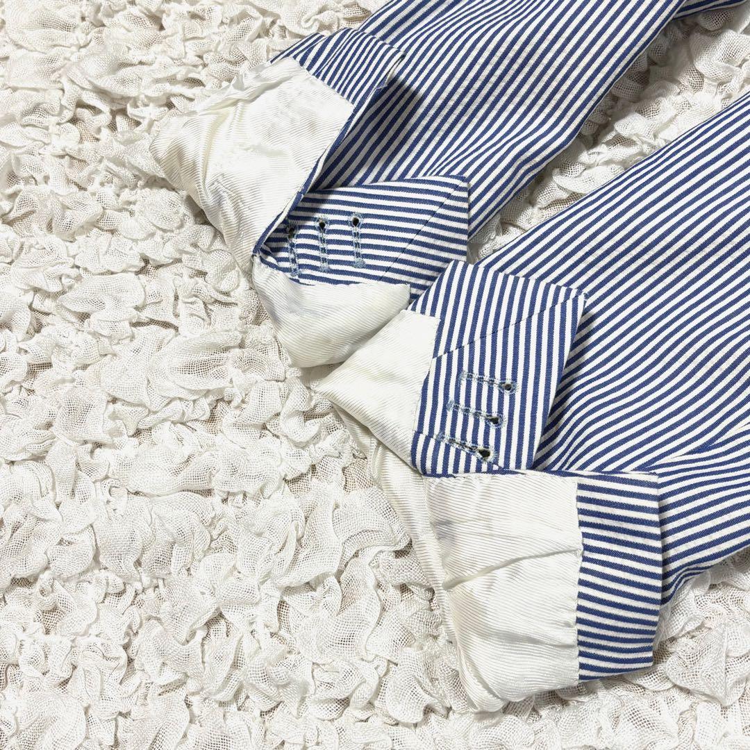 美品 ボリオリ ドーバー テーラードジャケット シアサッカー ストライプ 青 S