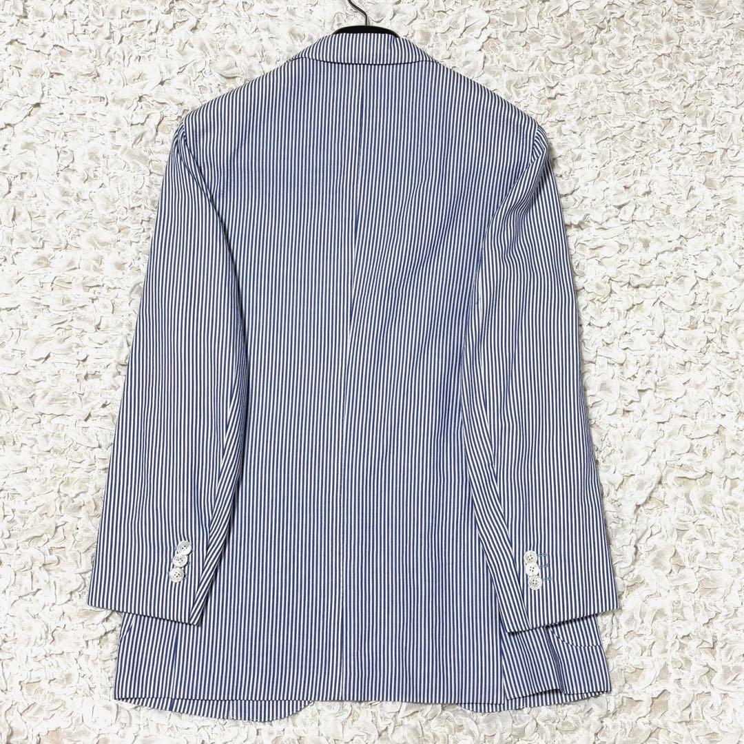 美品 ボリオリ ドーバー テーラードジャケット シアサッカー ストライプ 青 S