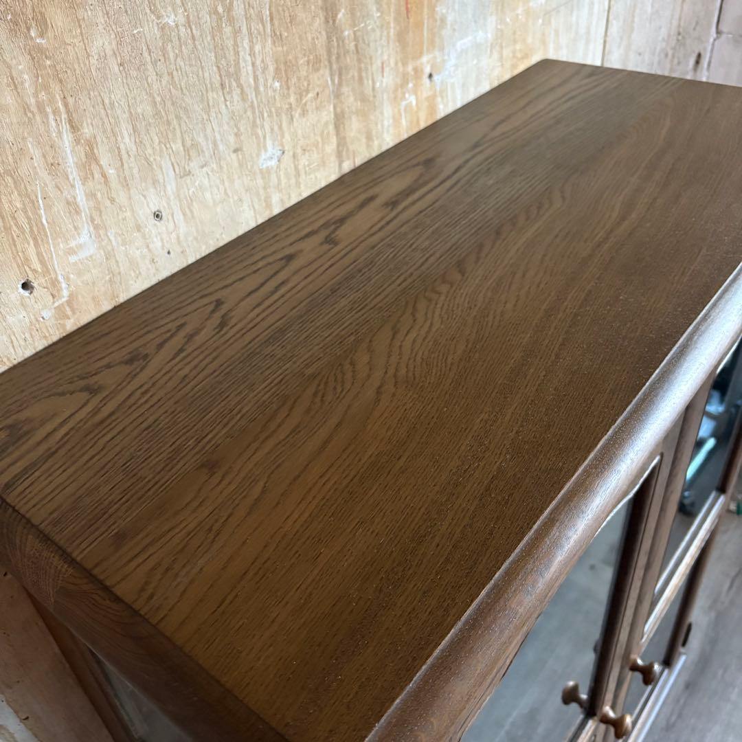 旭川家具　勇峰工芸　猫脚キャビネット　飾り棚　ギャラリーボード　道産ナラ材