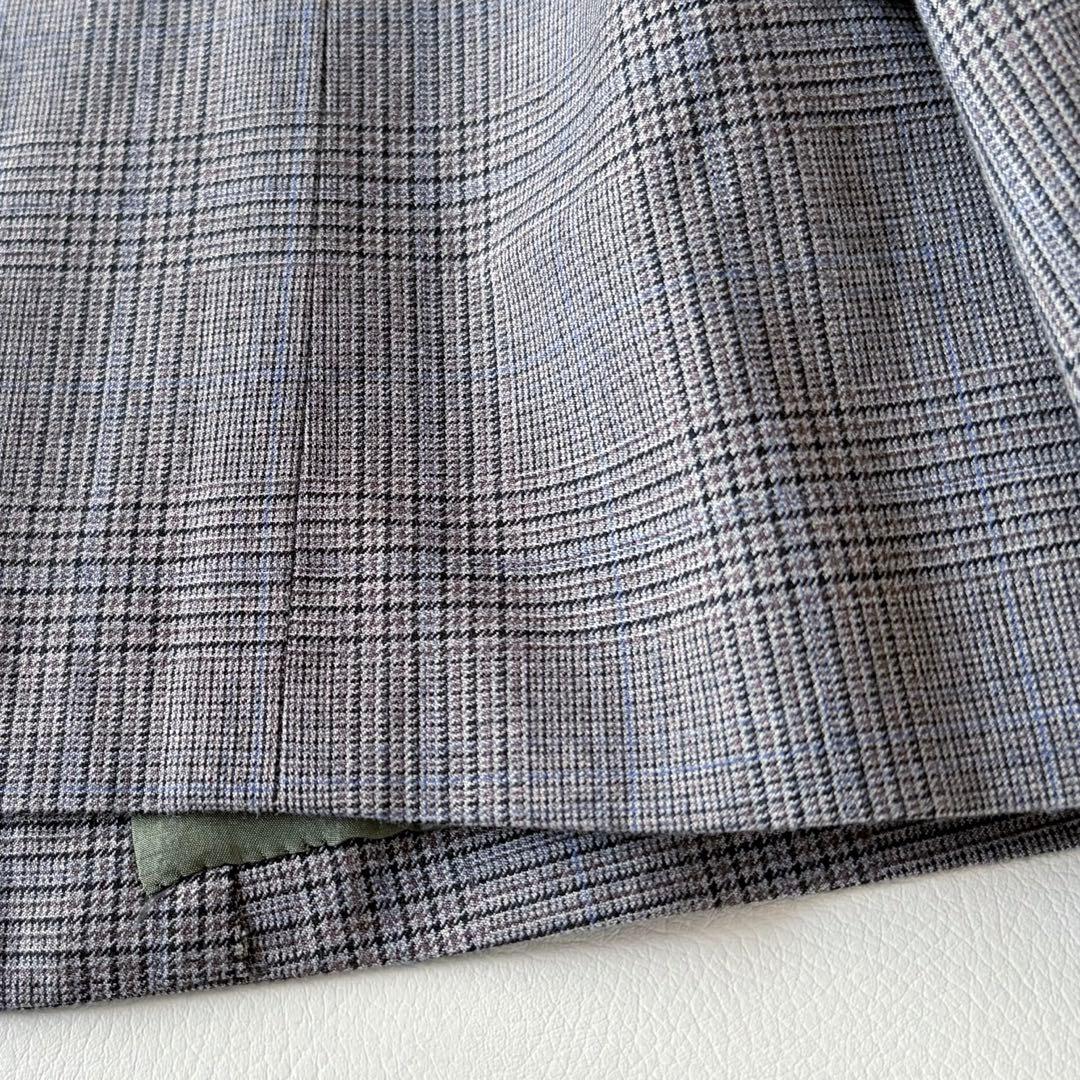 ■美品Drawerグレンチェックテーラードジャケットコットンシルクグレー系
