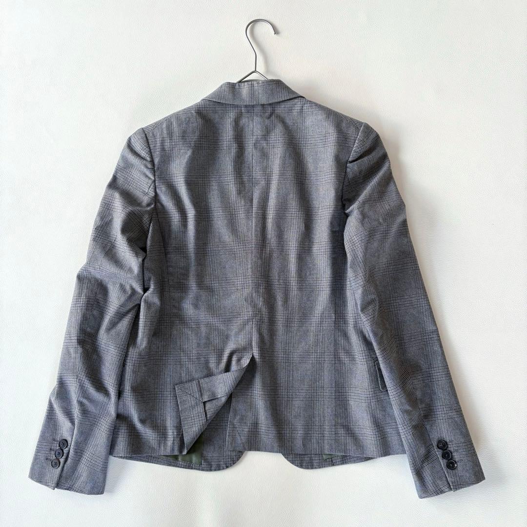 ■美品Drawerグレンチェックテーラードジャケットコットンシルクグレー系