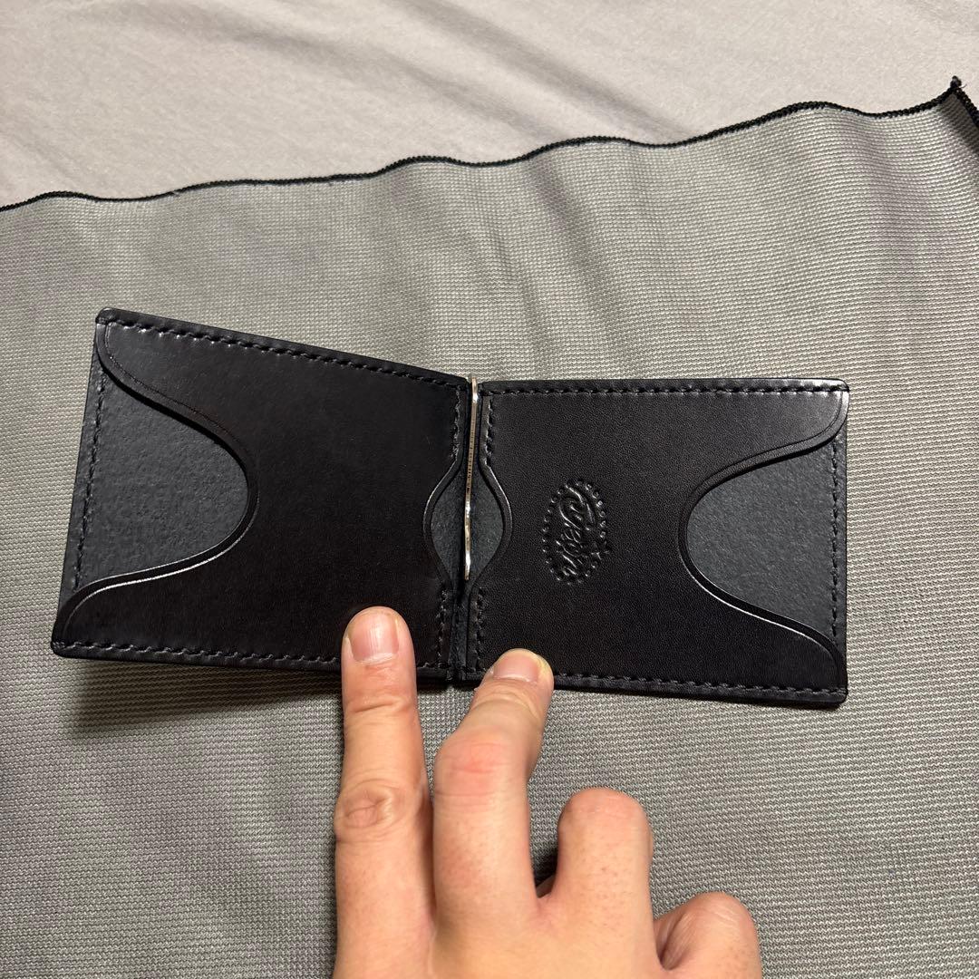 土日限定価格☆hyronworks☆ブラックレザーマネークリップ